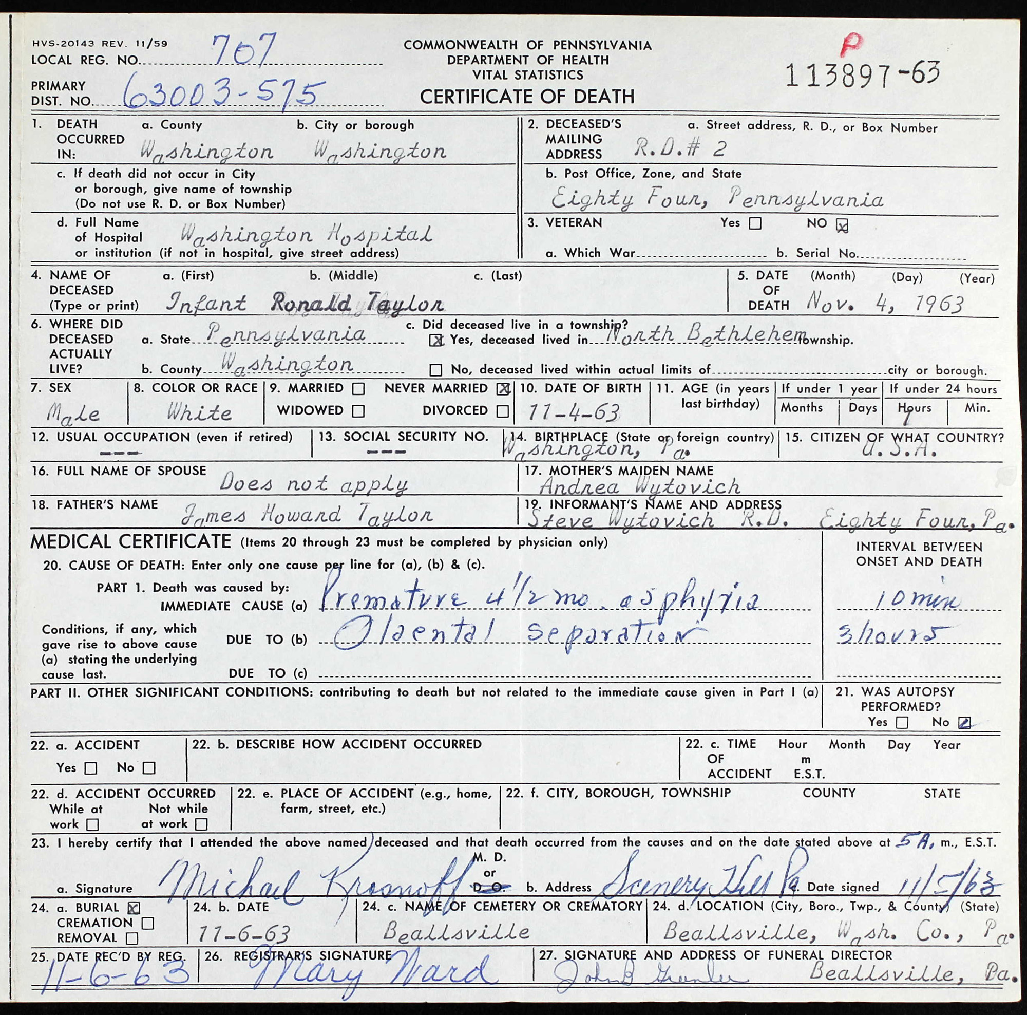 death certificate